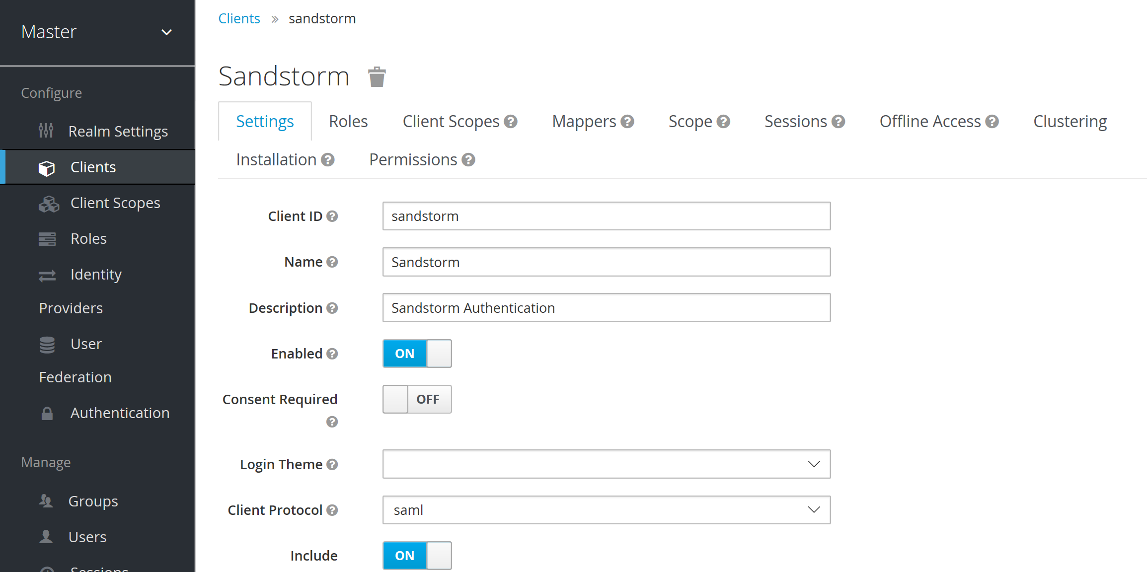 Keycloak Sandstorm Client Config 1