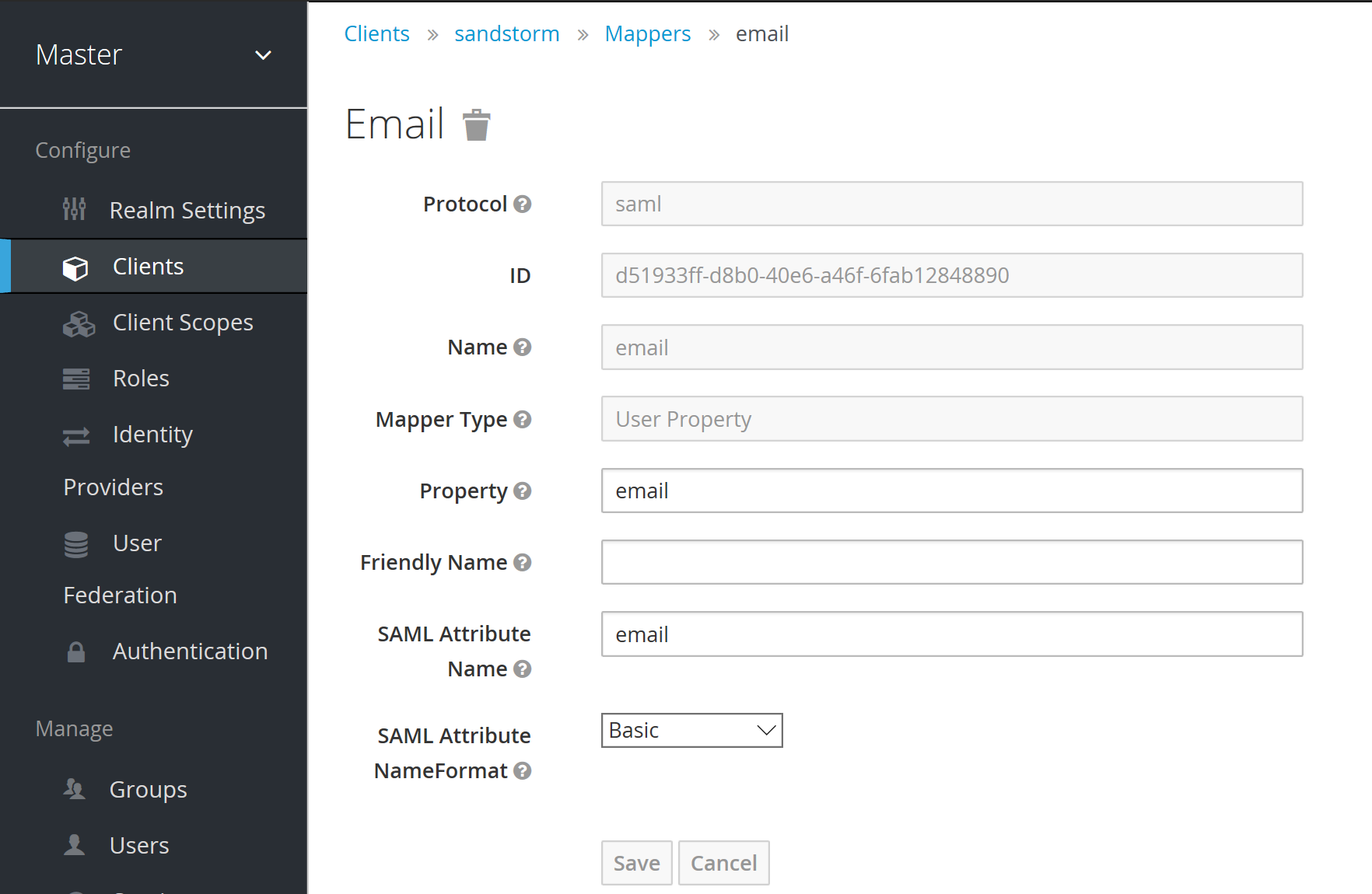 Keycloak Sandstorm Client Mappers - Email